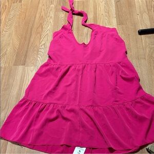 🌸✨ Aokende Hot Pink Halter Tiered Mini Dress | Size M | NWT 🌸✨